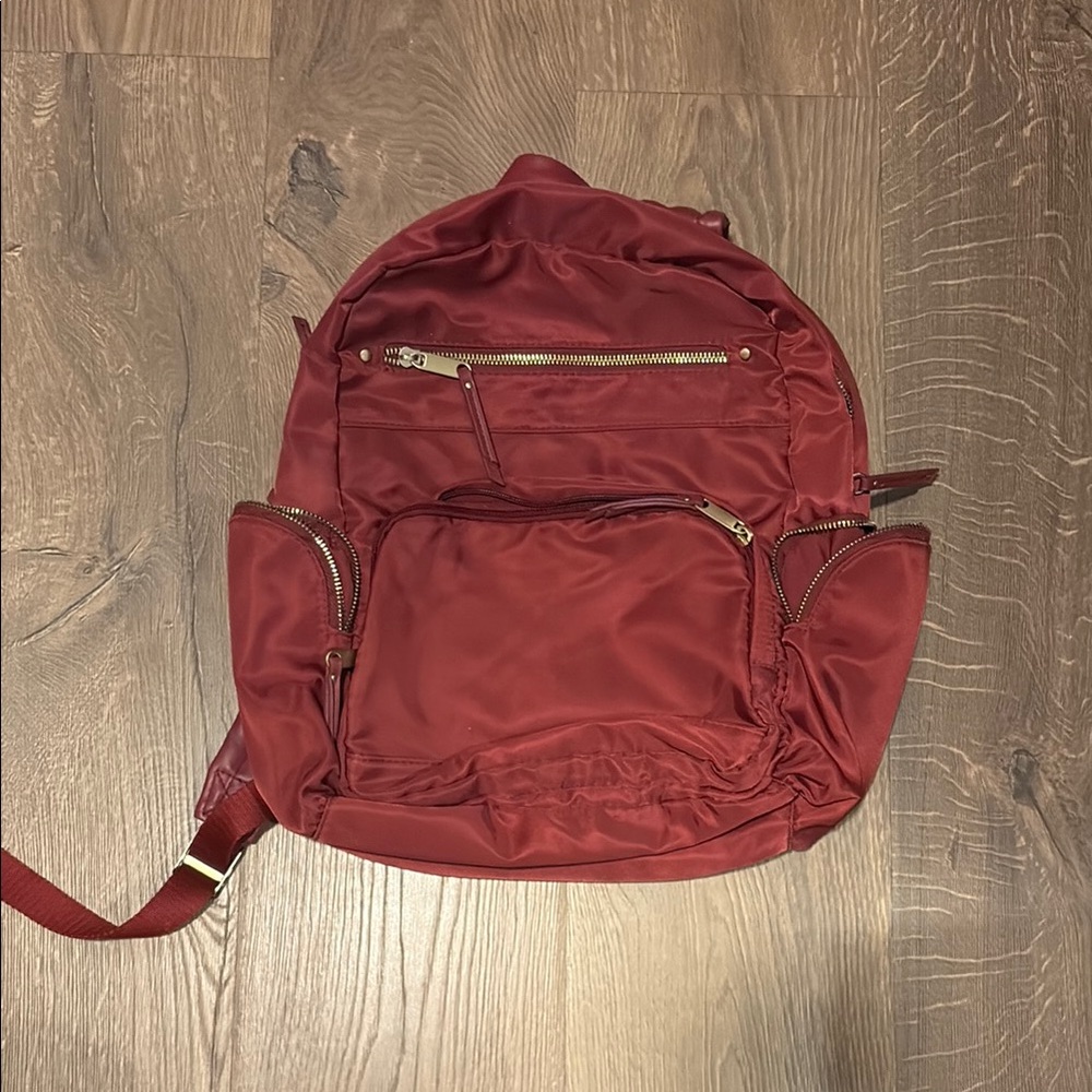 Burgundy Backpack with Gold Accents
